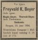 Dødsannonse Freyvald von Krogh Beyer