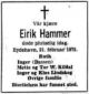 Dødsannonse Eirik Hammer
