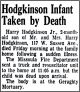 Hodgkinson Infant taken by death