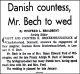 Danish countess, Mr. Bech to wed
