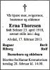 Dødsannonse Erna Thoresen