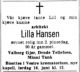 Dødsannonse Lilla Hansen