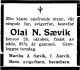 Dødsannonse Olai N. Sævik