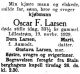 Dødsannonse Oscar Fredrik Larsen