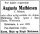 Dødsannonse Augusta Katherine Nelors Selmer