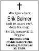 Dødsannonse Erik Selmer 