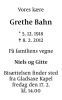 Dødsannonse Grethe Bahn