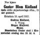 Dødsannonse Gustav Blom Kielland