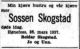 Dødsannonse Sossen Skogstad